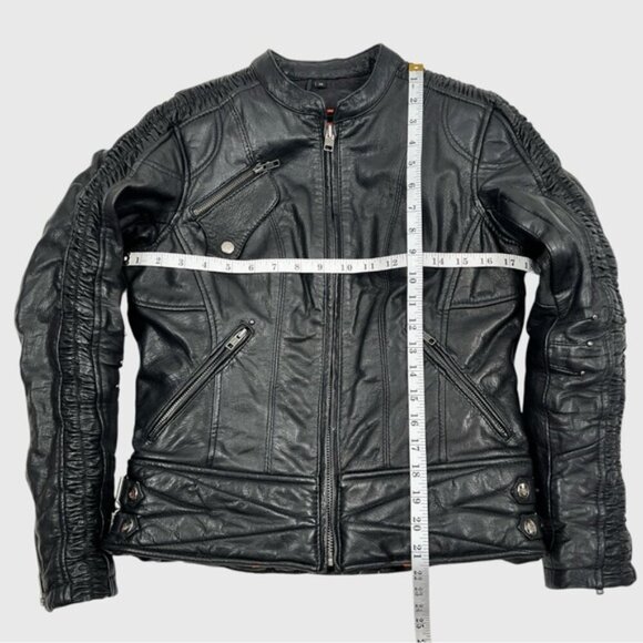 Milwaukee Leather Jacket JMLL2571 Black Crinkled Arm Motorcycle Bomber Goatskin - Picture 9 of 16